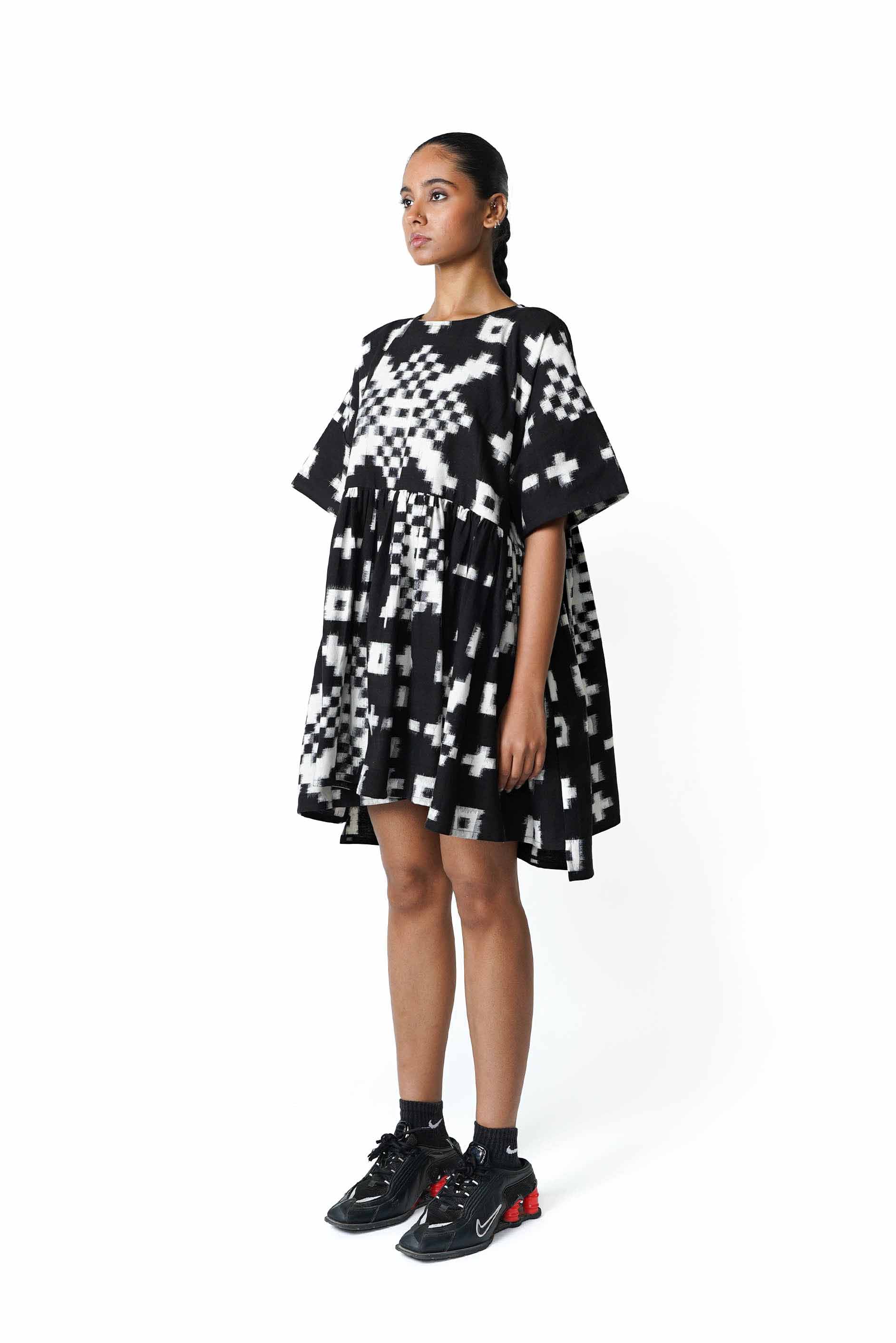 ikat mini dress Monochrome Ikat Mini Wrap Dress XS