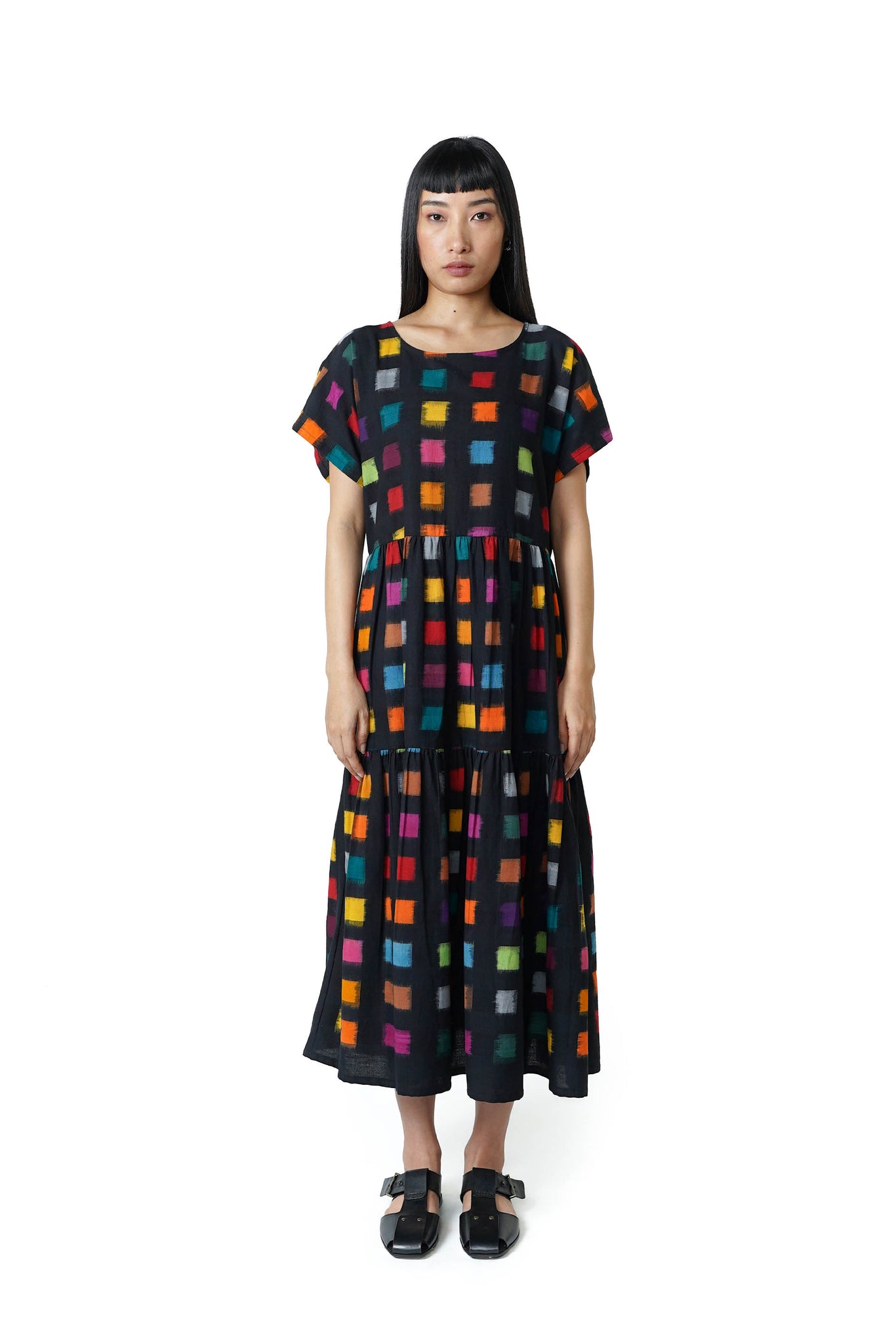 Tier Dress [Ikat Black]