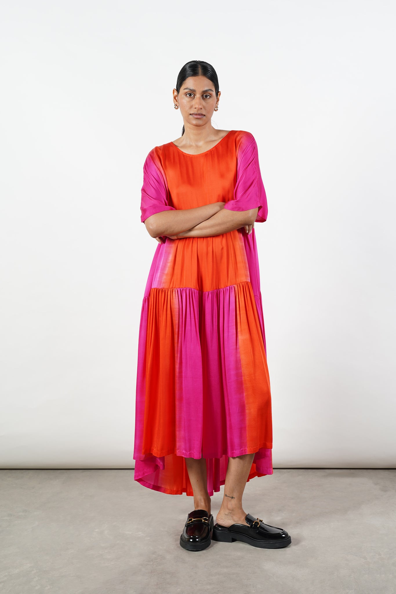 Dipped Gathered Dress [Tropical Rush] - XS, S