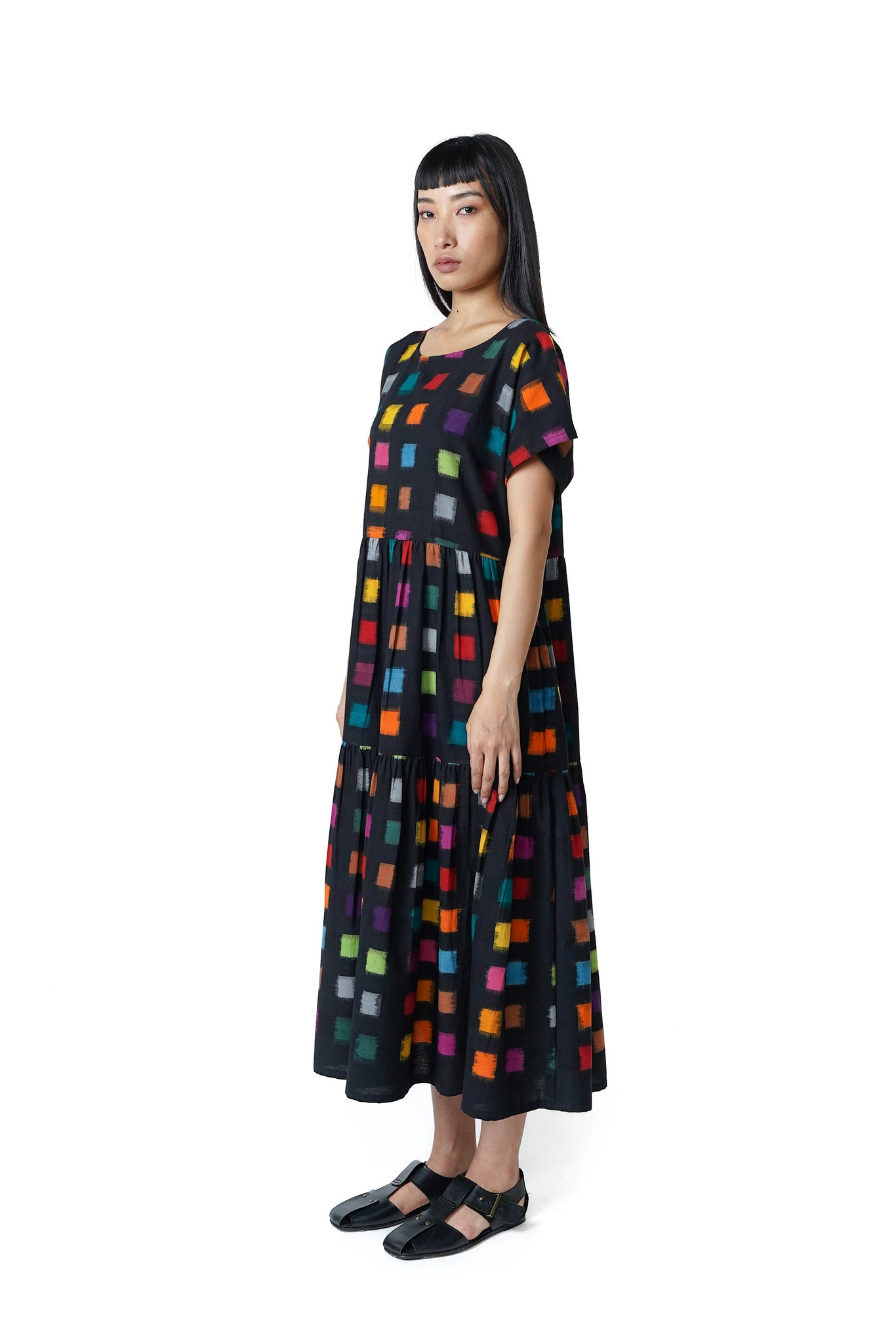 Tier Dress [Ikat Black]