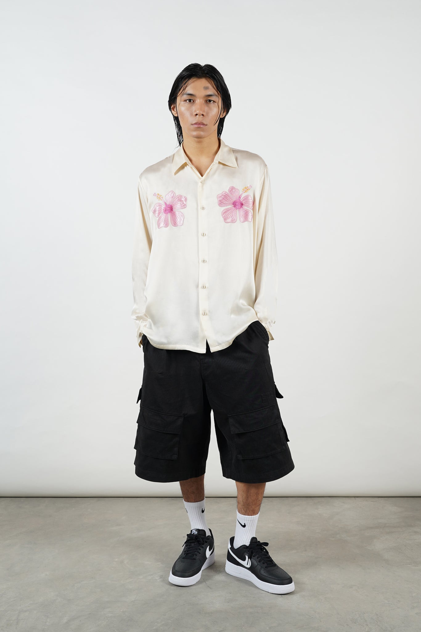 Hibiscus Embroidered Shirt