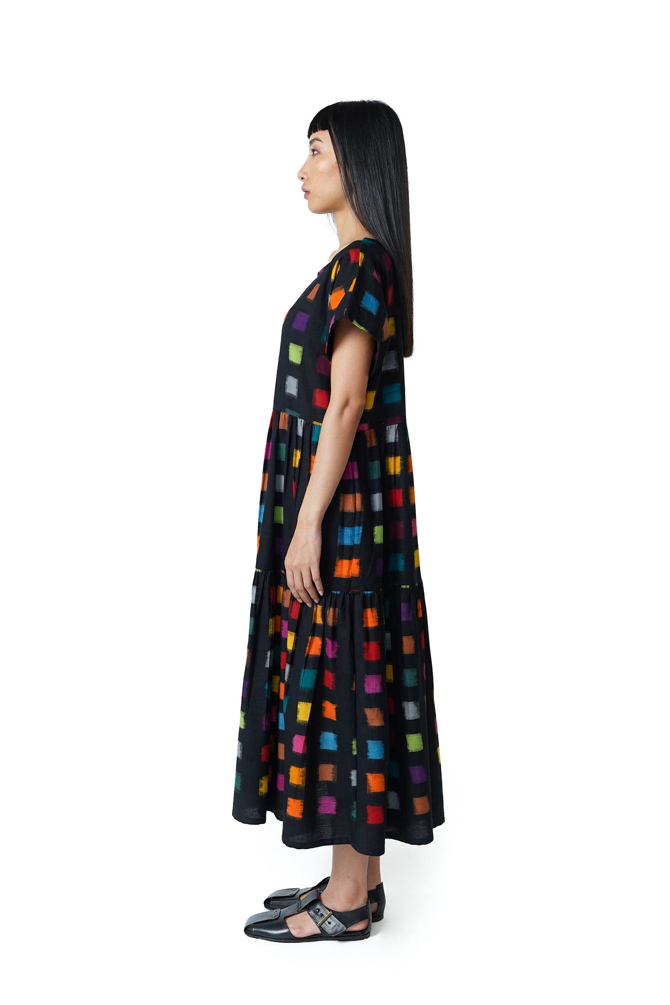 Tier Dress [Ikat Black]