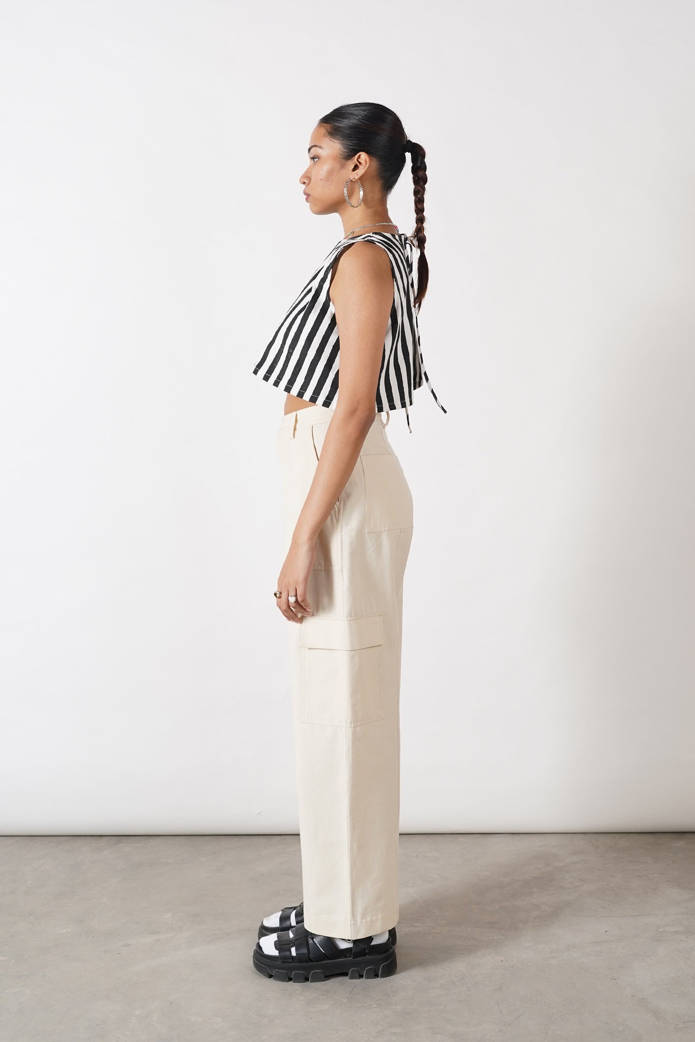 Tie Back Blouse [Black] - L