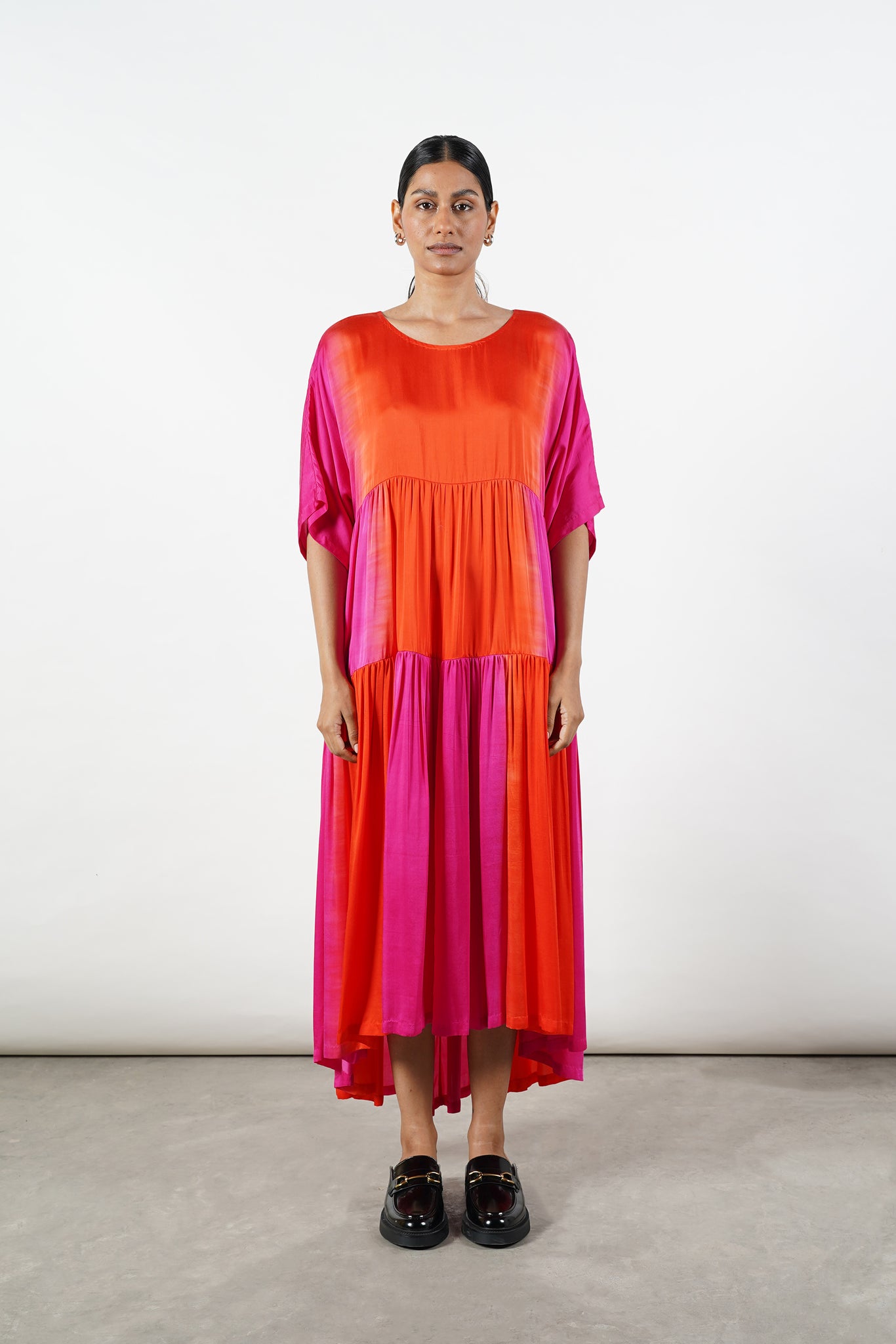 Dipped Gathered Dress [Tropical Rush] - XS, S