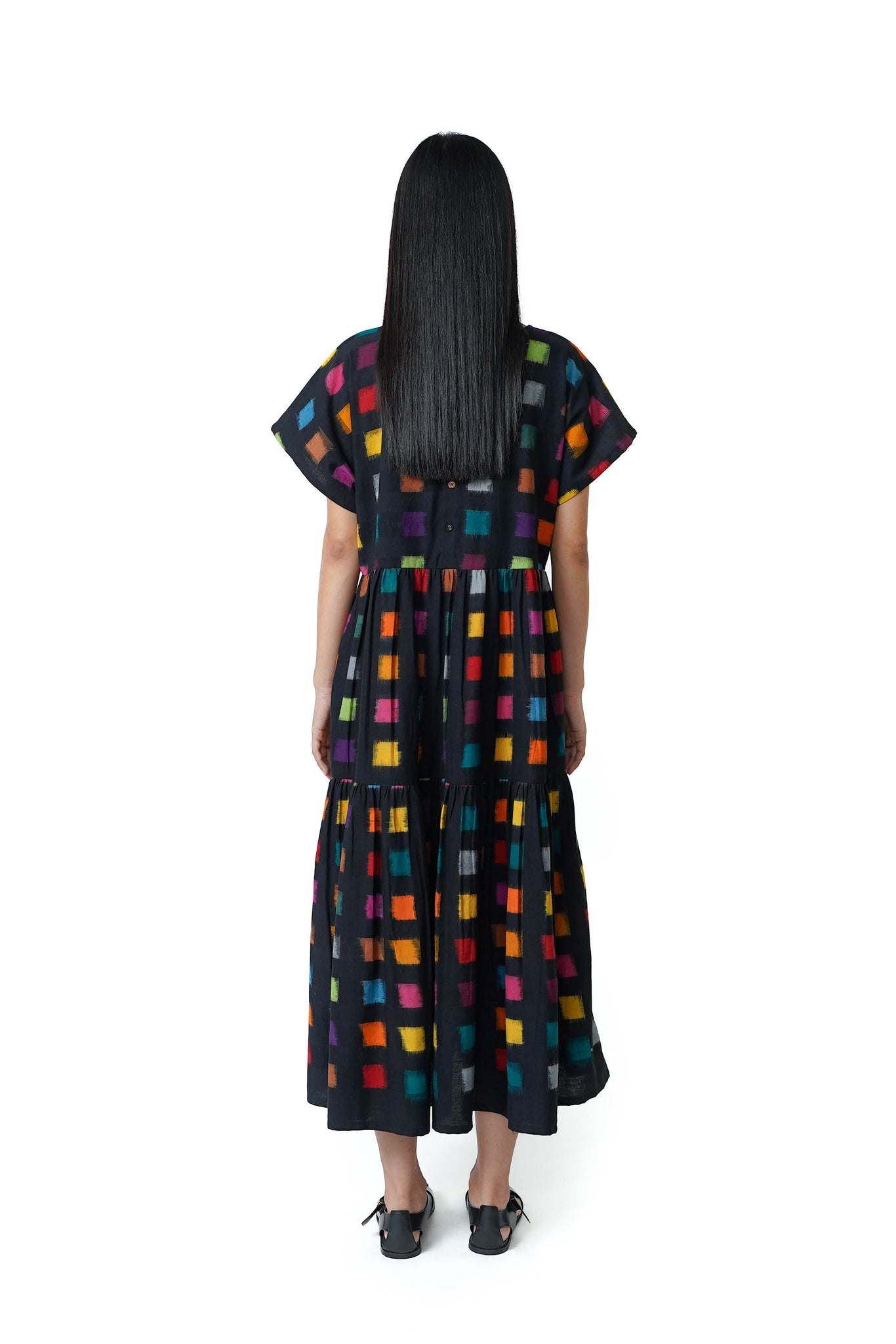 Tier Dress [Ikat Black]