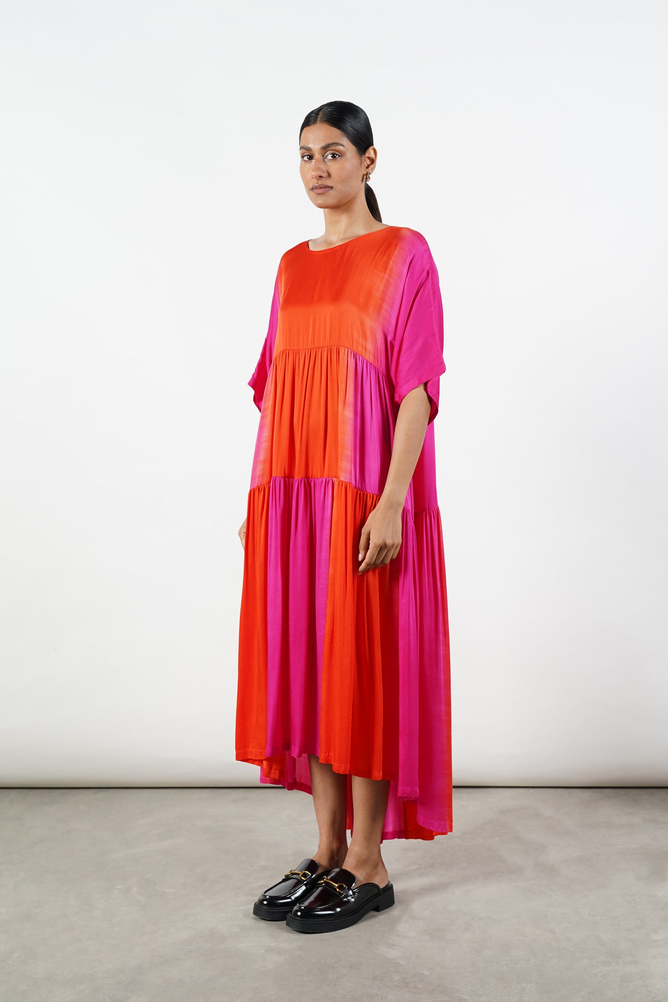 Dipped Gathered Dress [Tropical Rush] - XS, S