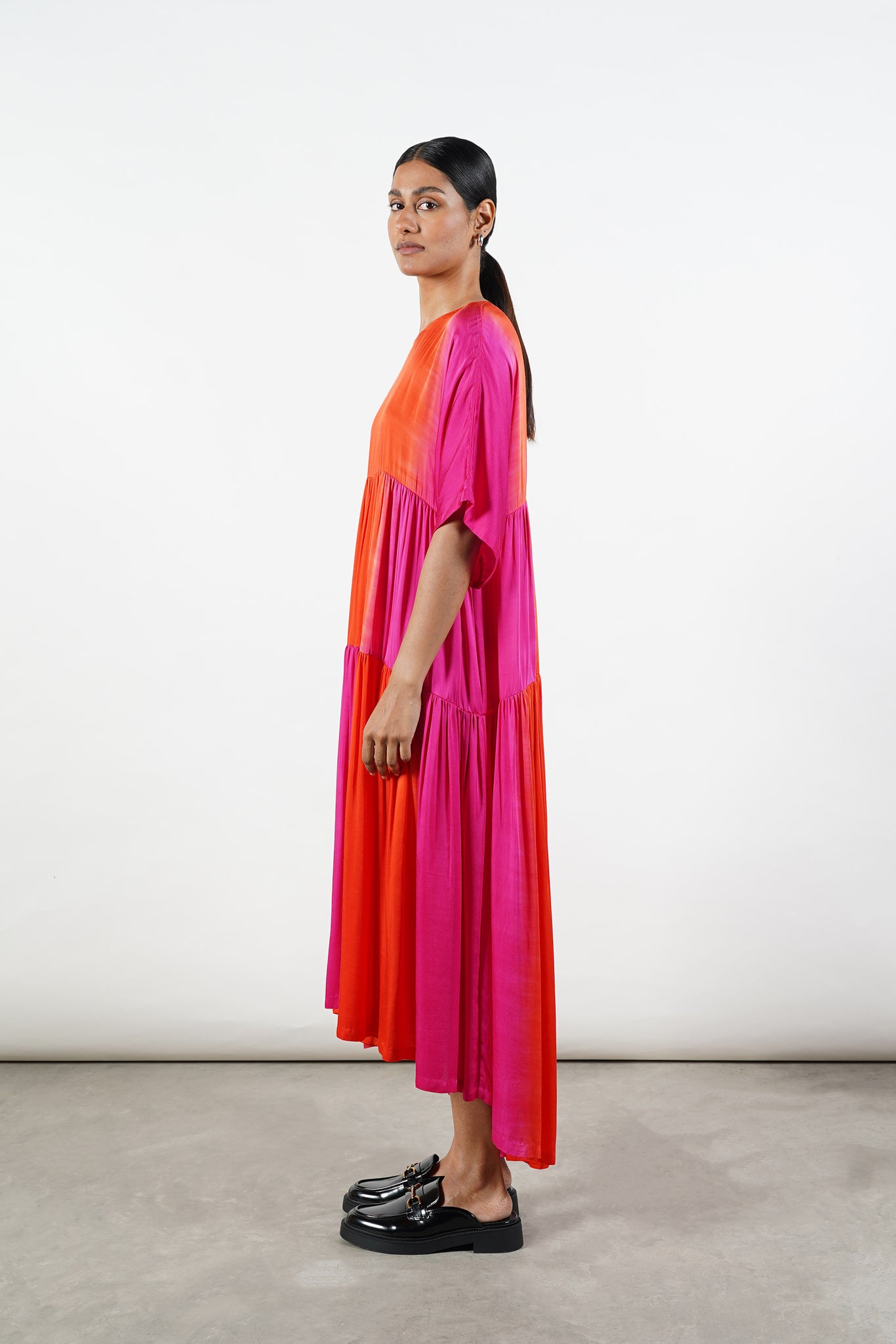 Dipped Gathered Dress [Tropical Rush] - XS, S
