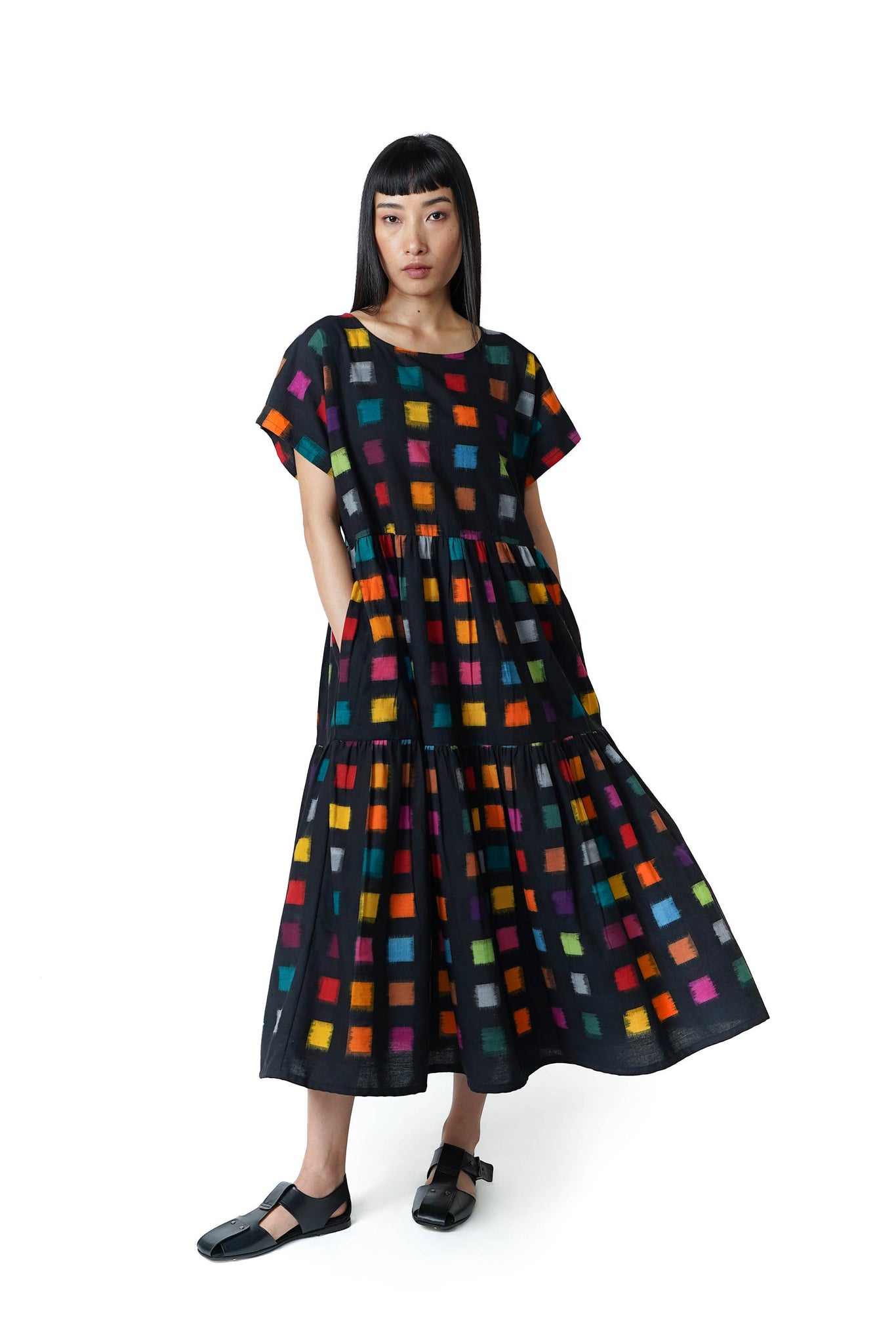 Tier Dress [Ikat Black]
