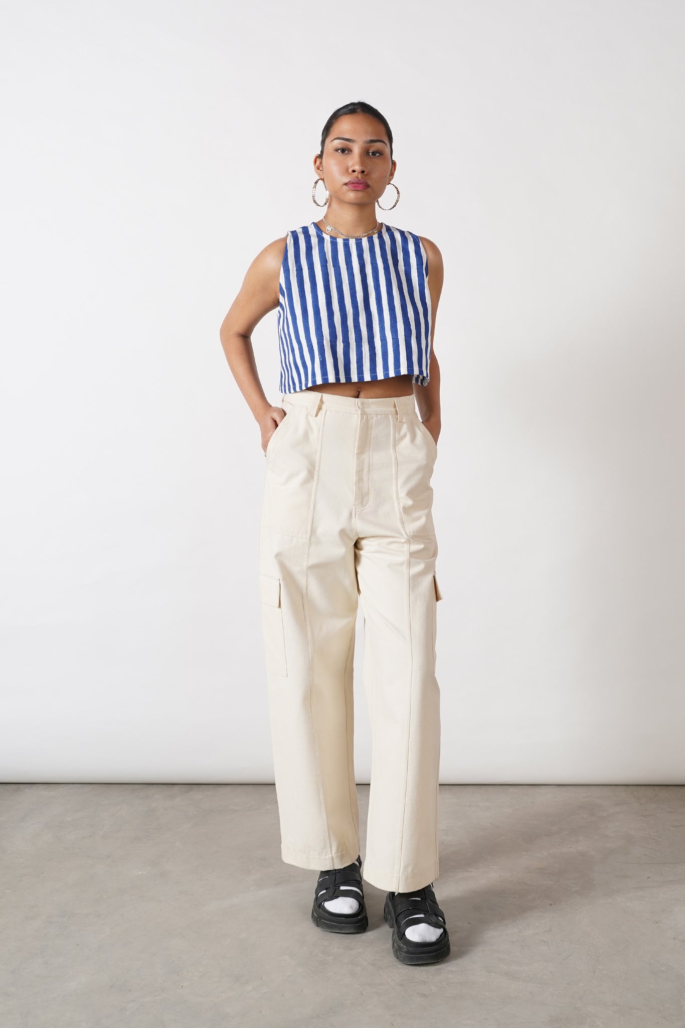 Tie Back Blouse [Blue] - XS, S, 2X
