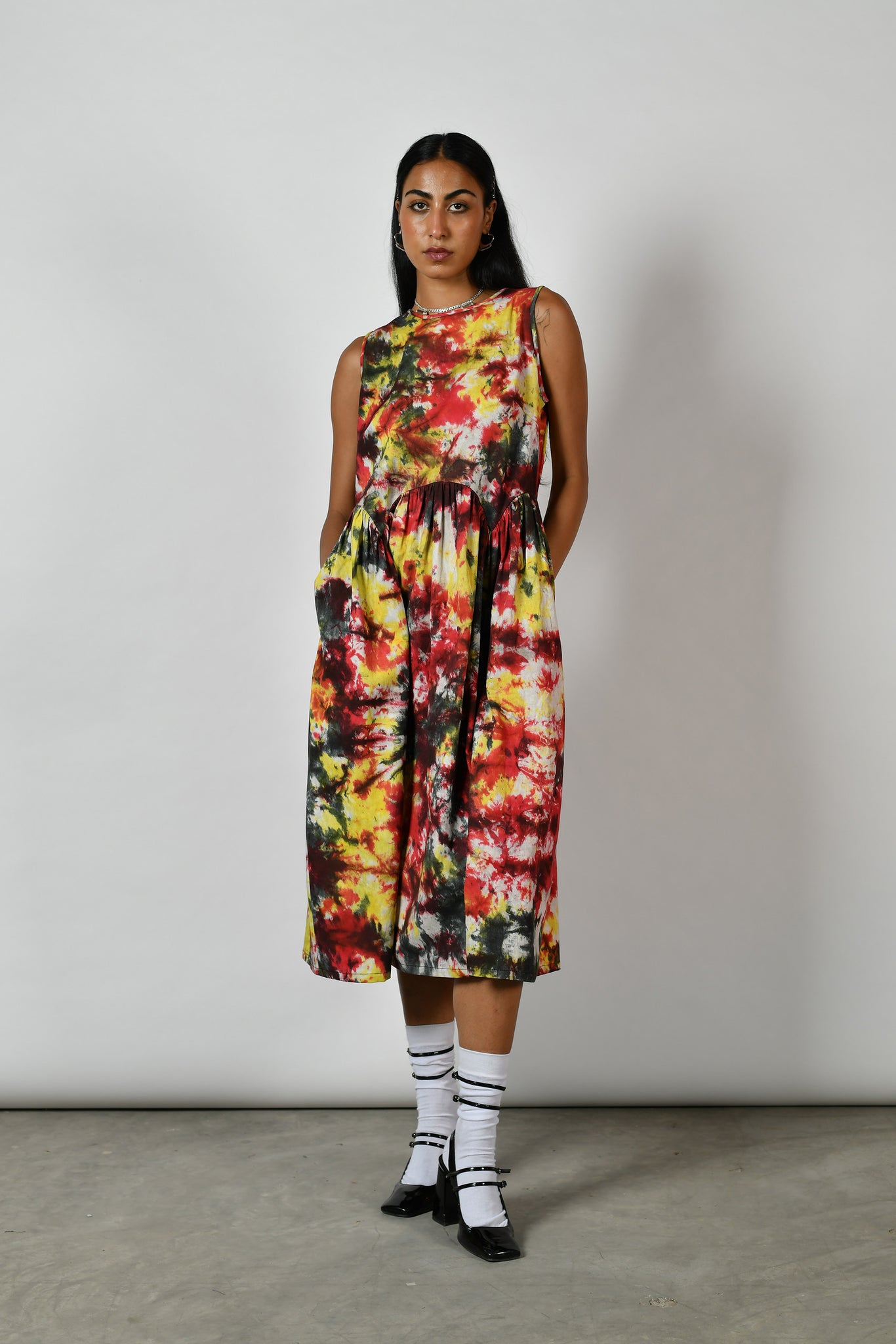 Tapenade Splatter Gather Dress