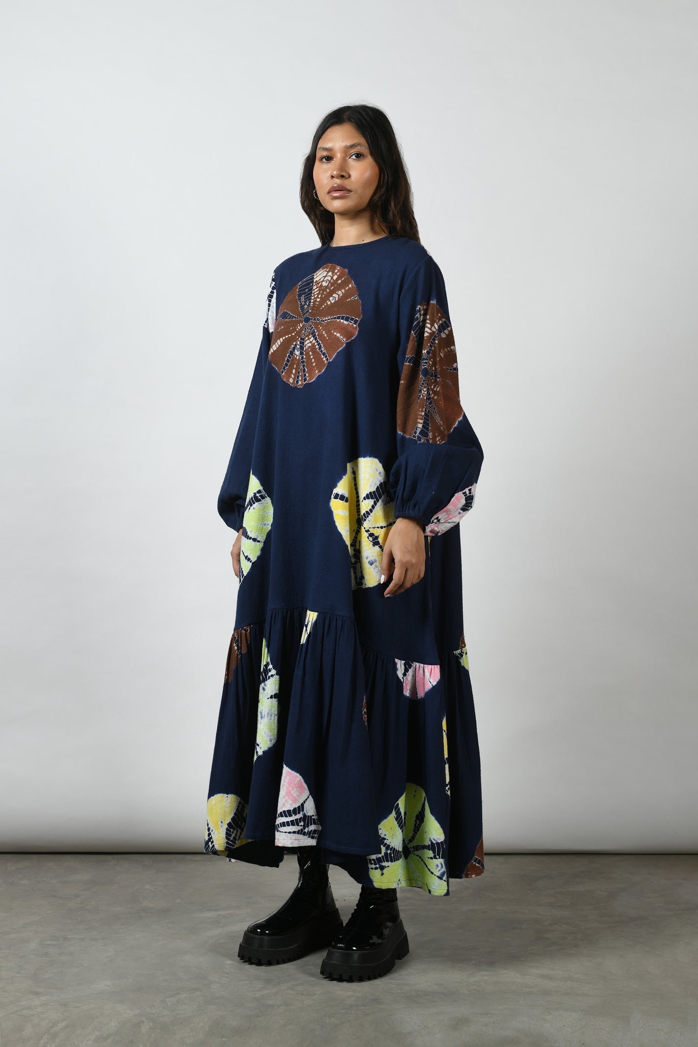 Joy is Real Ring Long Tier Dress [Navy]