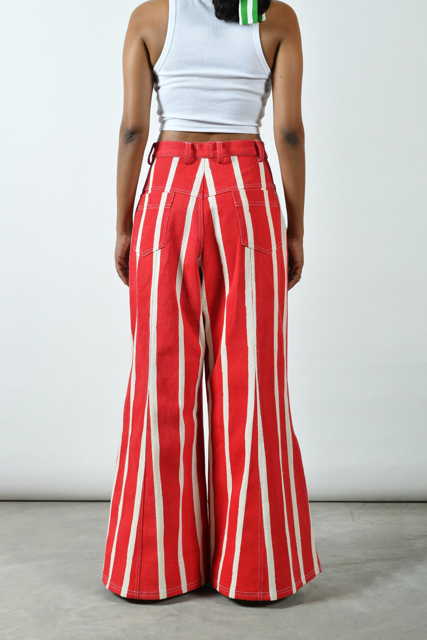 Cherry Cane Striped Flare Pants