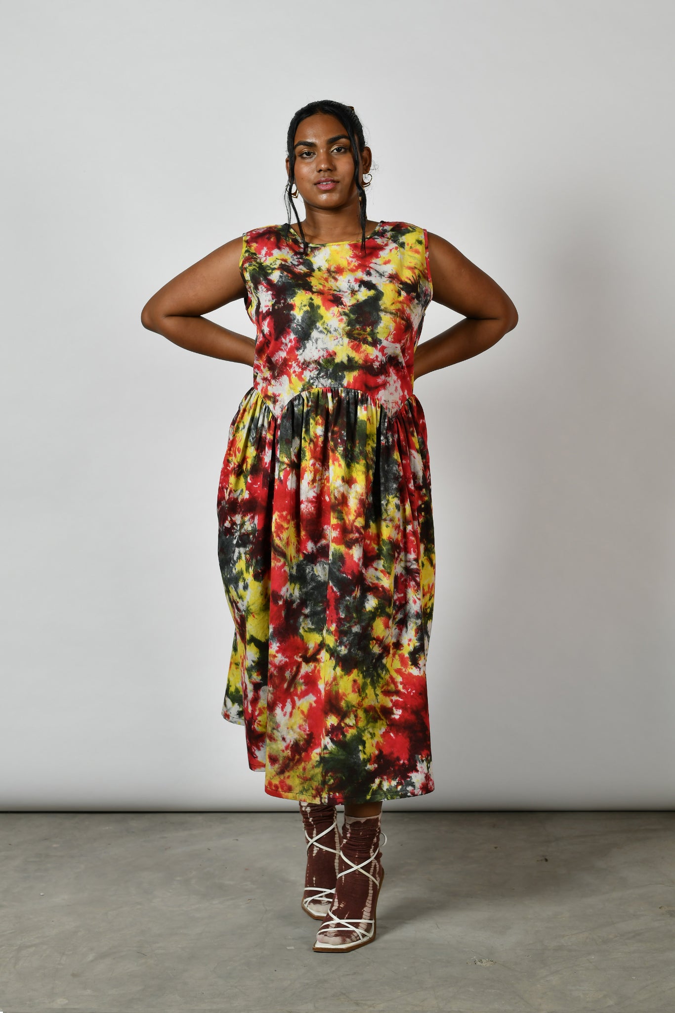 Tapenade Splatter Gather Dress