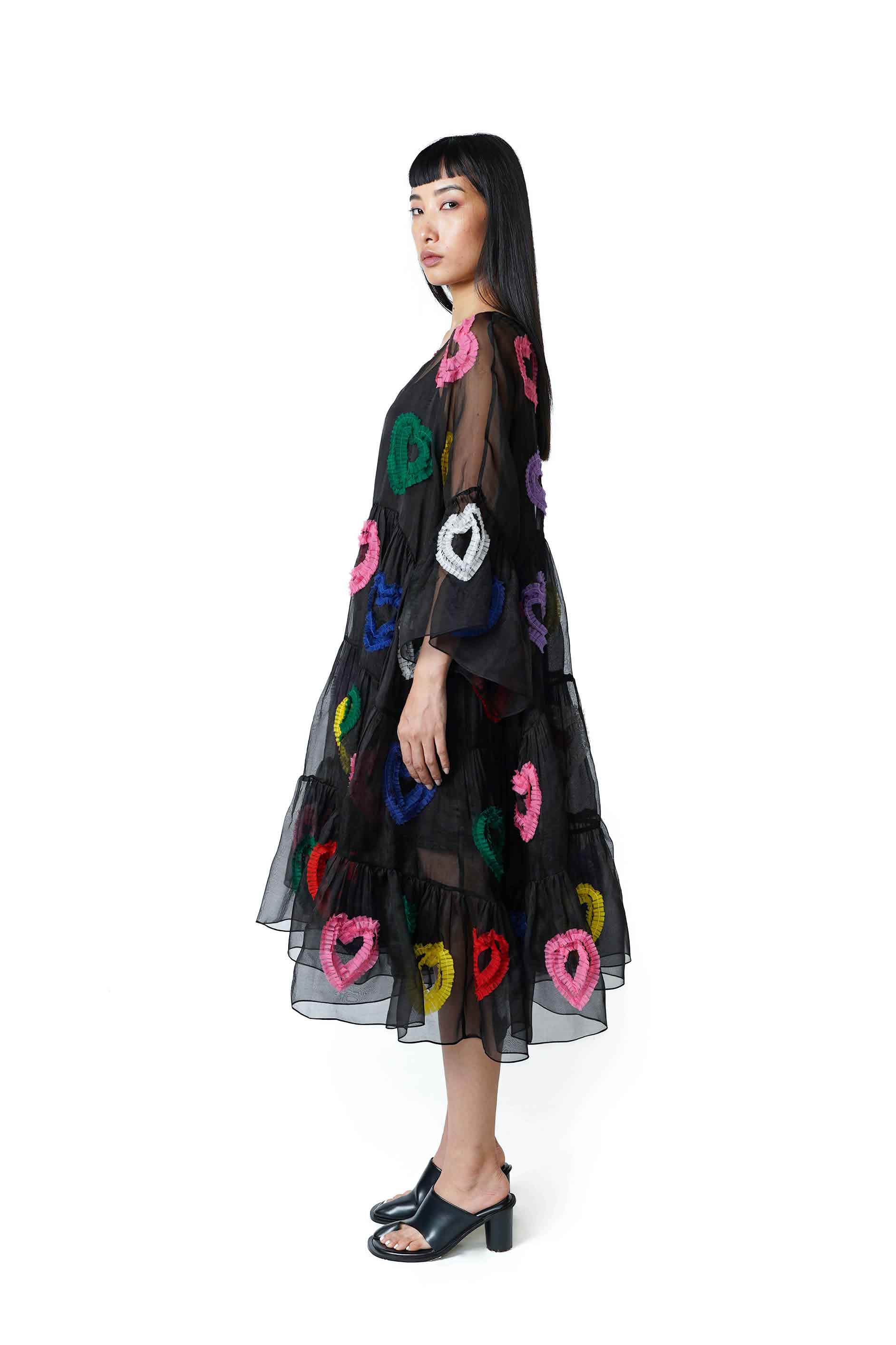 All Hearts Organza Tier Dress XXS / Black & Multi / Embroidery All Hearts Organza Tier Dress XXS / Black & Multi / Embroidery
