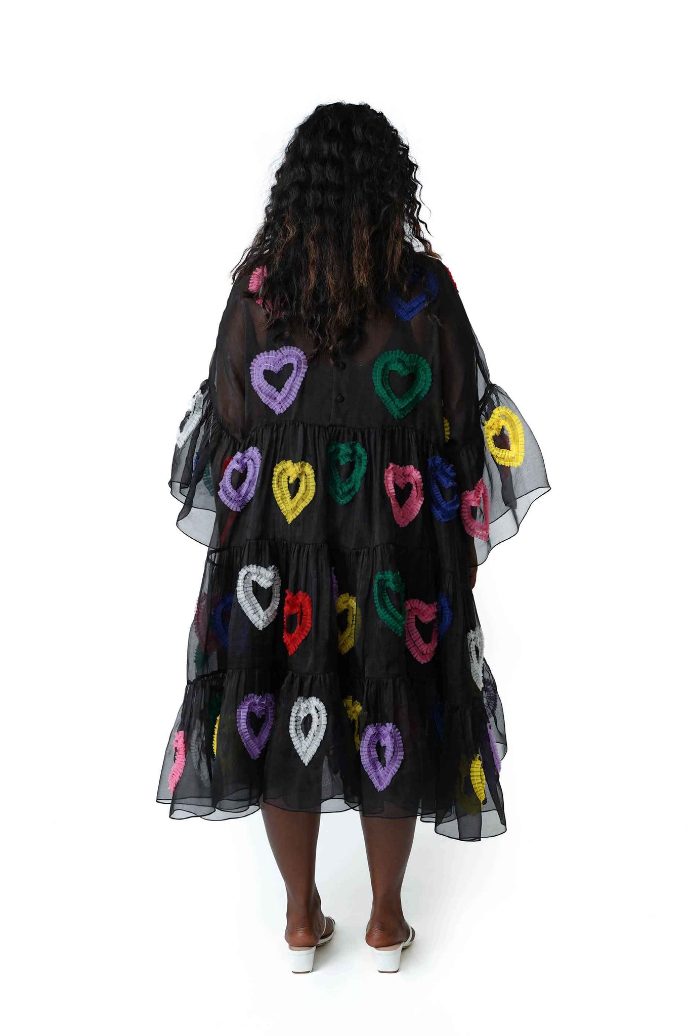 All Hearts Organza Tier Dress XXS / Black & Multi / Embroidery