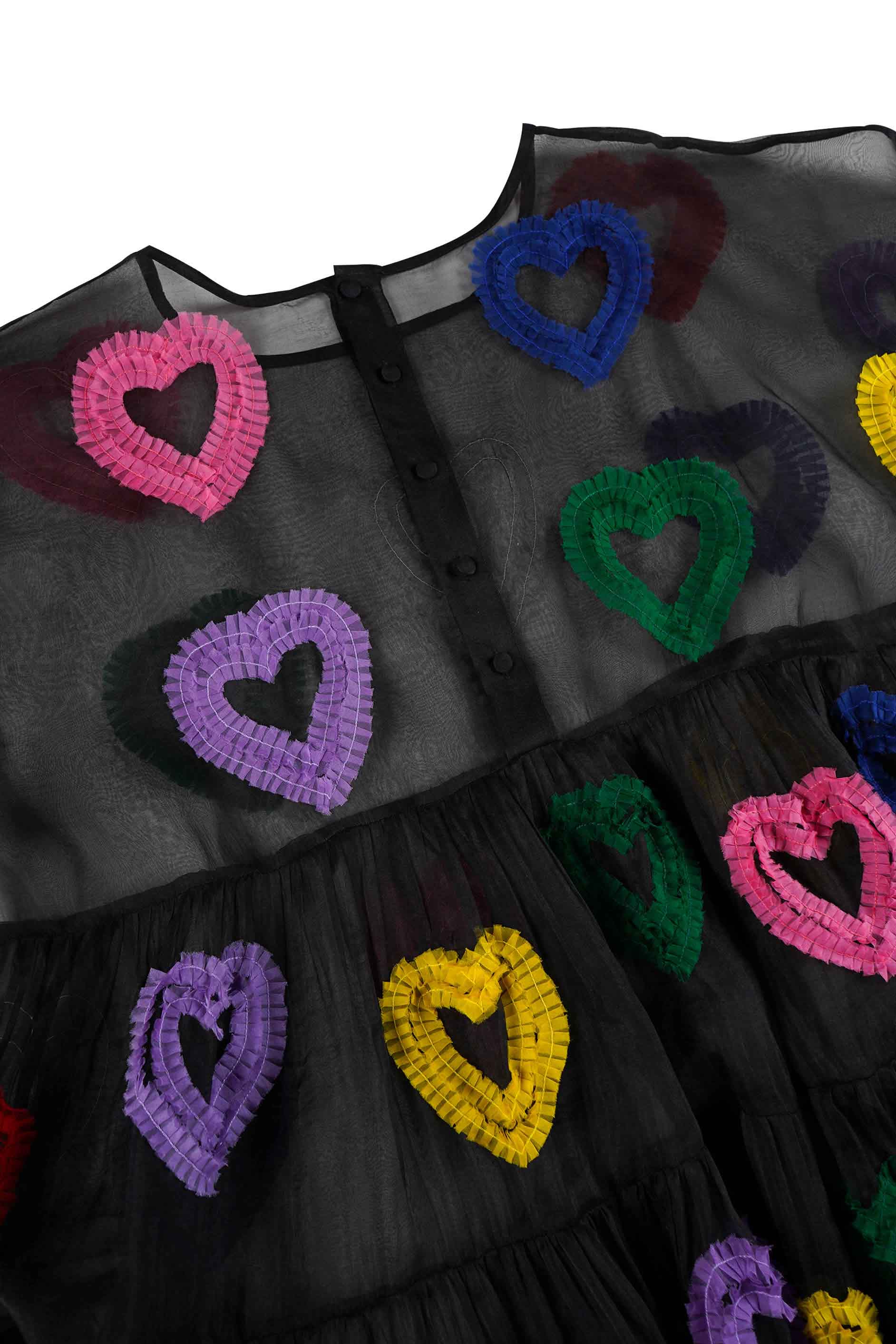 All Hearts Organza Tier Dress XXS / Black & Multi / Embroidery All Hearts Organza Tier Dress XXS / Black & Multi / Embroidery