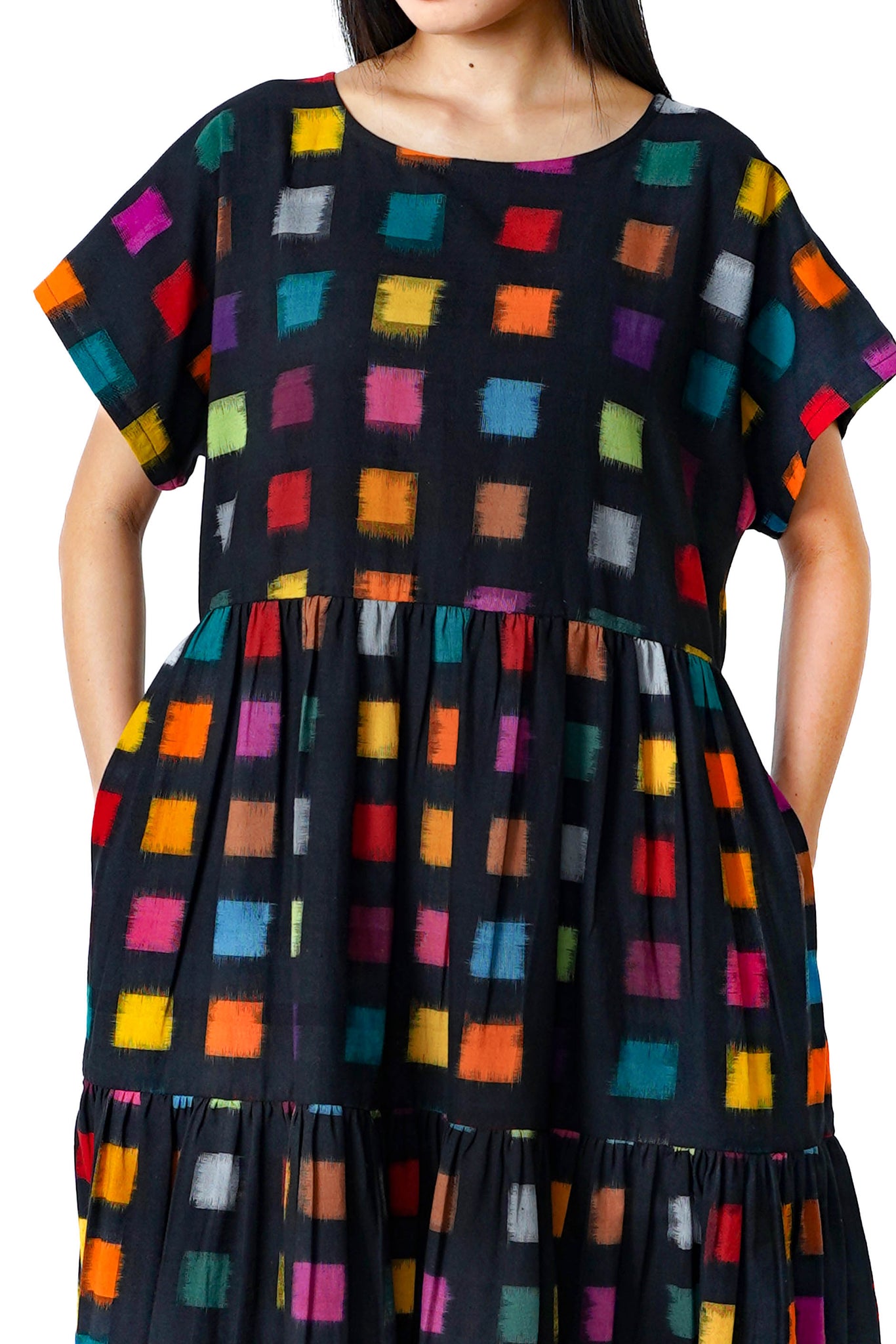 Tier Dress [Ikat Black]