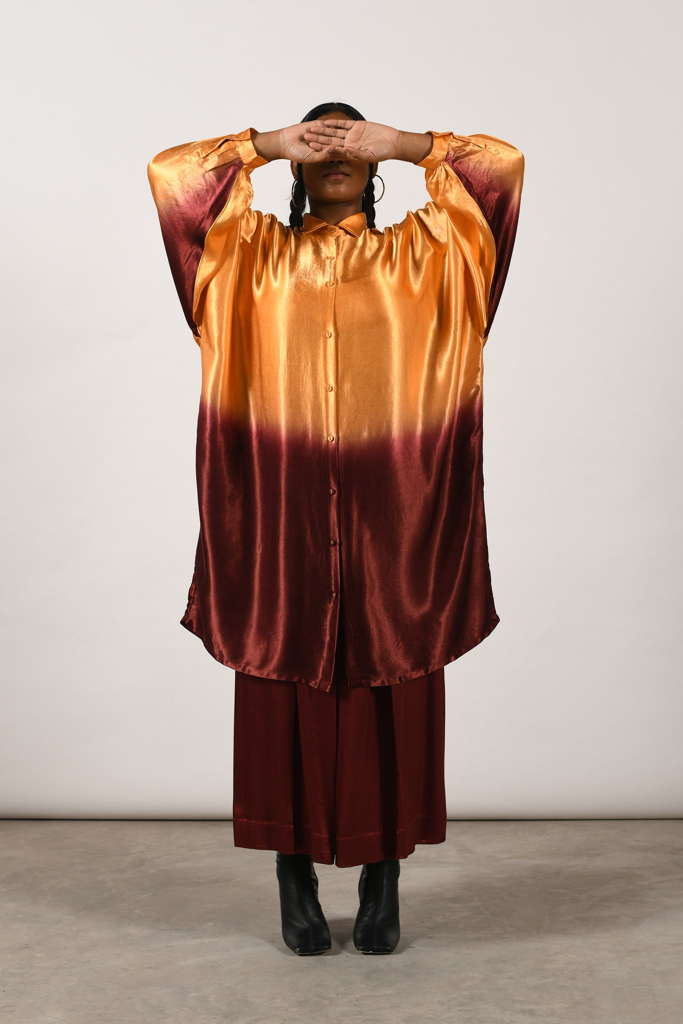 Coffee Biscotti Square Shirt Dress -  Free Size