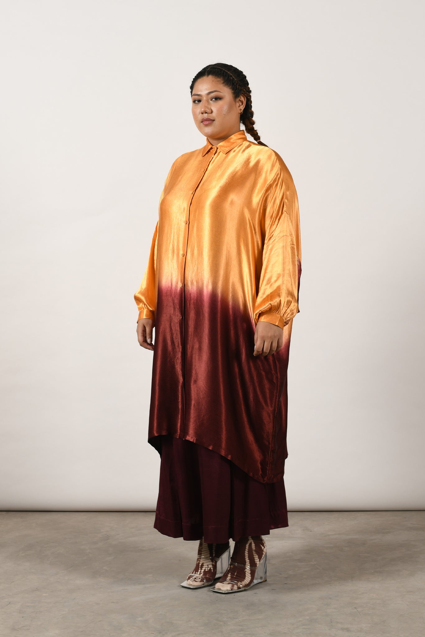 Coffee Biscotti Square Shirt Dress -  Free Size